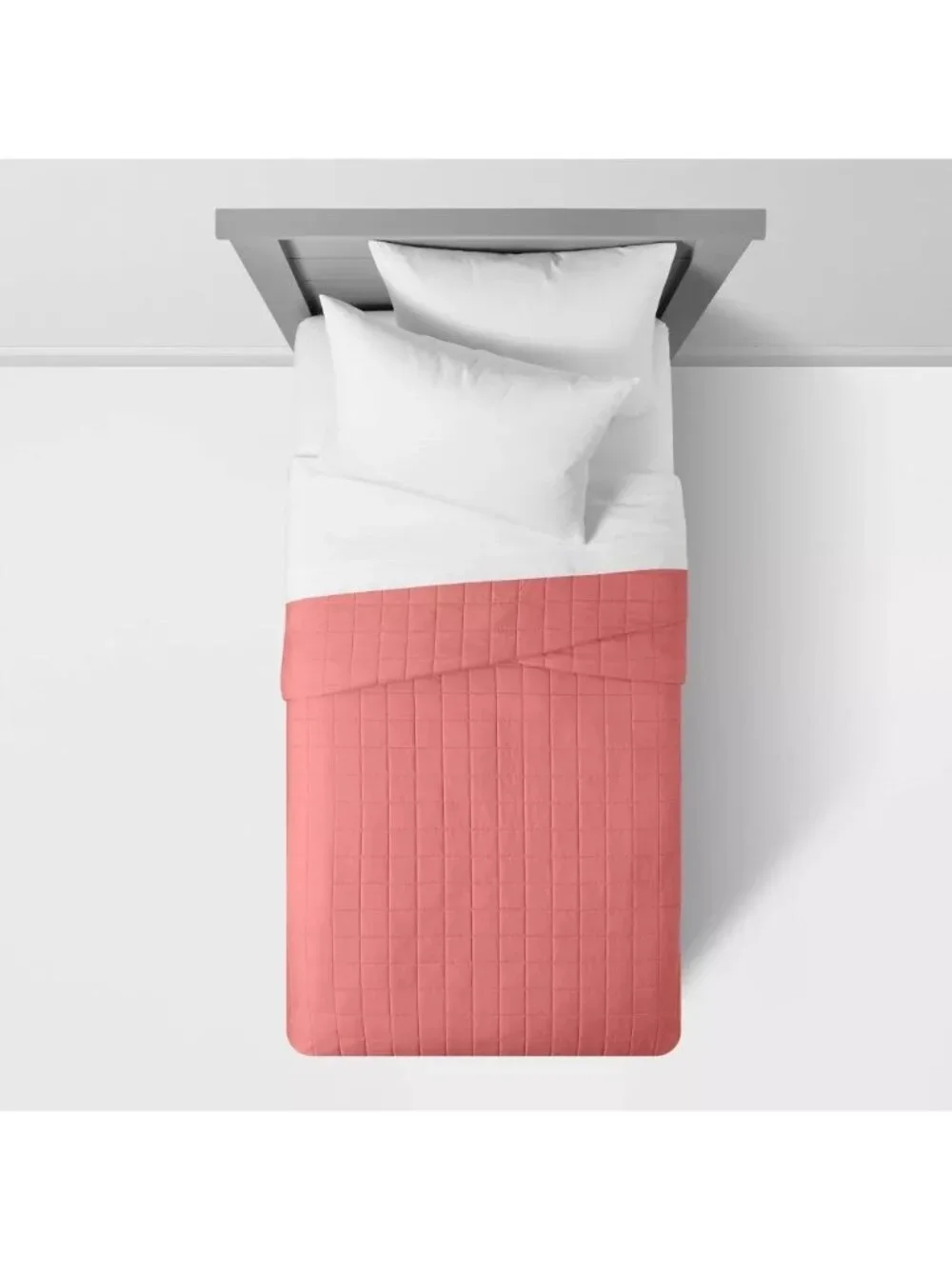 Pillowfort Queen Size Box Stitch Microfiber Faded Rose Pink Quilt 88